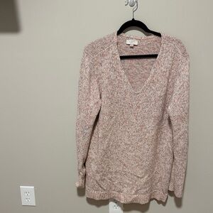 LOFT Blush Marled V-Neck Sweater